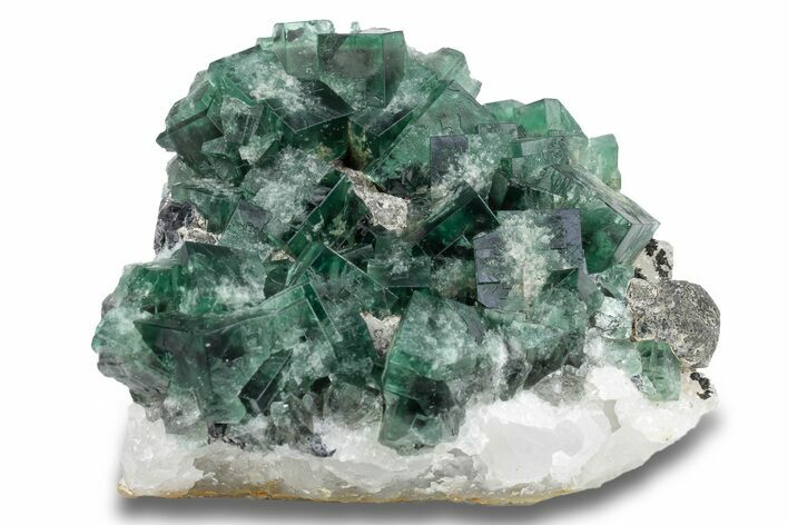 Fluorescent Green Fluorite On Quartz - Diana Maria Mine, England #254796